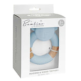 Perfect Little Thing Wood And Silicone Bear Teether - Blue