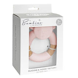 Perfect Little Thing Wood And Silicone Bear Teether - Pink