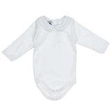 Babidu Boys White Cotton long Sleeved Blue Edge Bodysuit