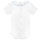 Babidu Girls Blue Ruffle Collar Short Sleeve Bodysuit