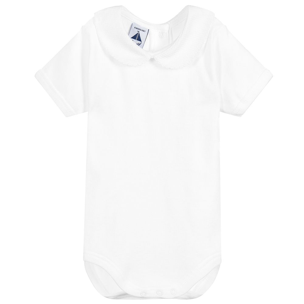 Babidu Unisex White Cotton Short Sleeve Bodysuit