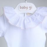 BabyGI Body Vest With Pink Detail Short Sleeves