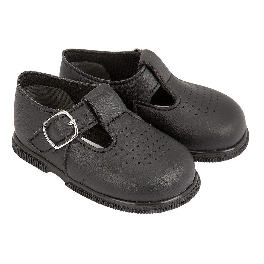 Baypods Boys Black T-Bar Hard Sole Shoes