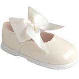 Baypods Girls Ivory Big Bow Hard Sole Shoes