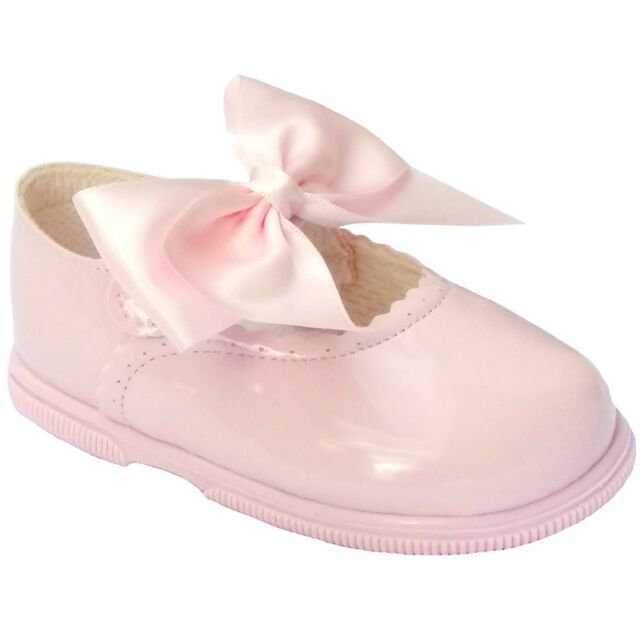 Baypods Girls Pink Big Bow Hard Sole Shoes