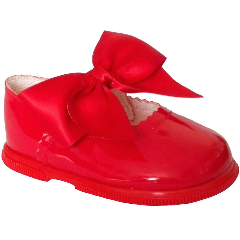 Baypods Girls Red Big Bow Hard Sole Shoes