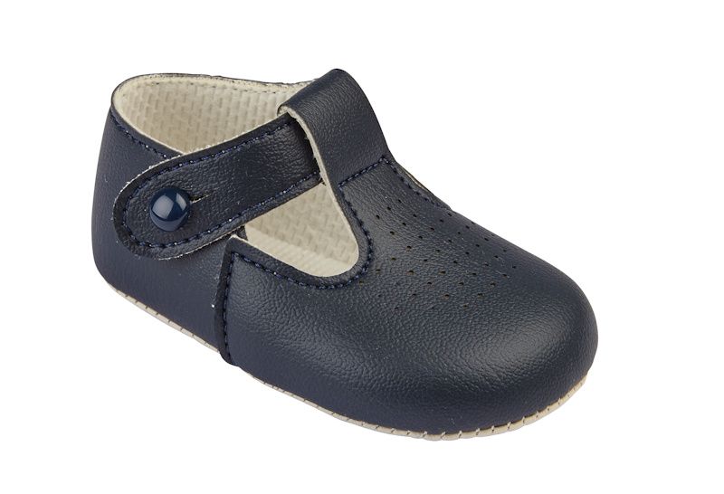 Baypods Navy Blue T-Bar Soft Pram Shoes