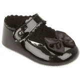 Baypods Patent Pram Shoes With Bow - Black