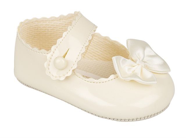 Baypods Baby Girls Ivory Bow Pre-Walker Shoes