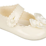 Baypods Baby Girls Ivory Bow Pre-Walker Shoes