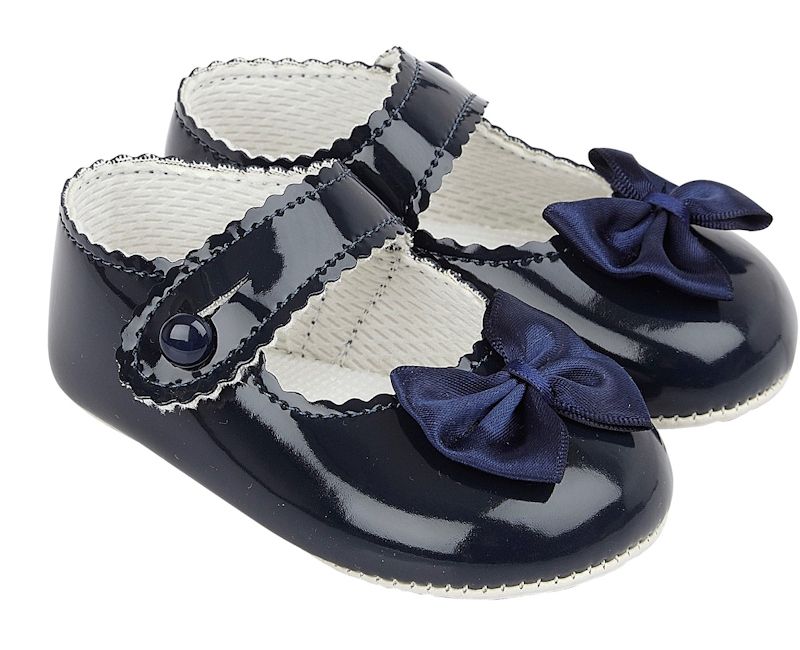 Baypods Baby Girls Navy Blue Bow Pre-Walker Shoes