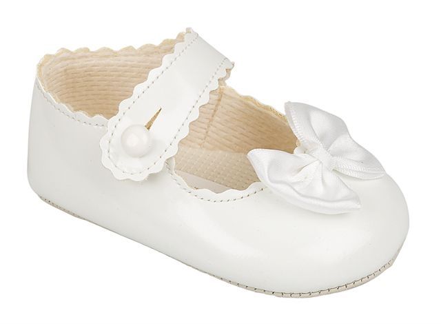 Baypods Baby Girls White Bow Pre-Walker Shoes