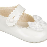 Baypods Baby Girls White Bow Pre-Walker Shoes