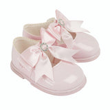 Baypods Girls Pink Big Bow Diamante Hard Shoes