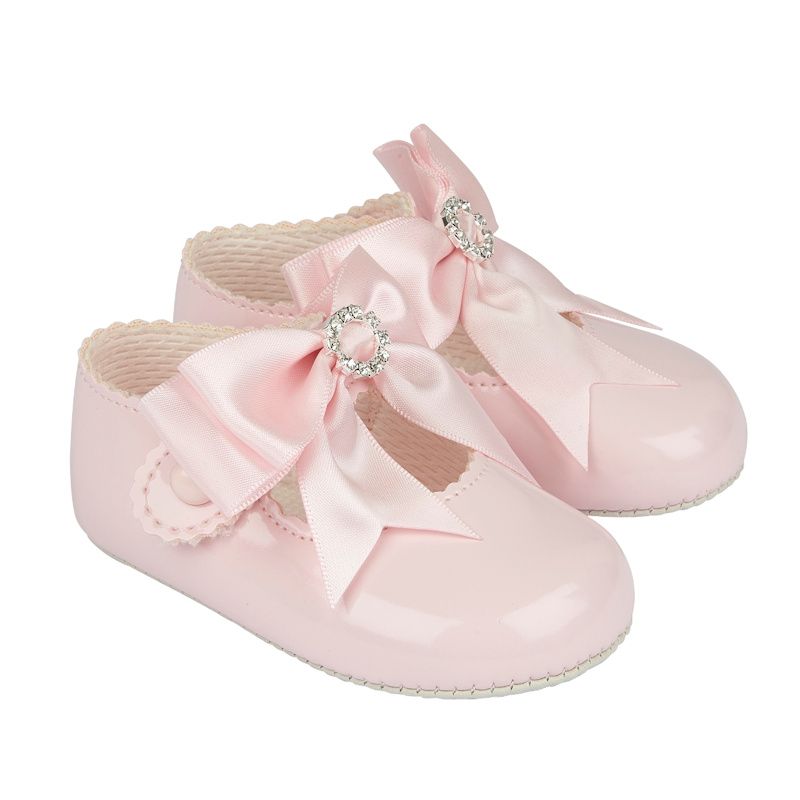 Baypods Baby Girls Pink Diamante Bow Pre-Walker Shoes