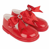 Baypods Girls Red Big Bow Diamante Hard Shoes