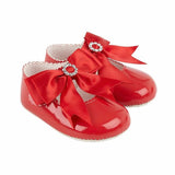 Baypods Baby Girls Red Diamante Bow Pre-Walker Shoes