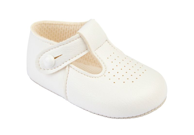 Baypods T-Bar White Soft Pram Shoes