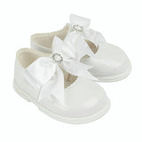 Baypods Girls White Big Bow Diamante Hard Shoes