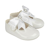 Baypods Baby Girls White Diamante Bow Pre-Walker Shoes