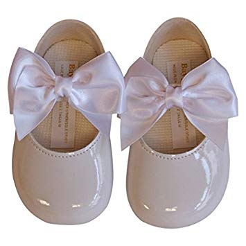 Baypods Baby Girls White Big Bow Pre-Walker Shoes