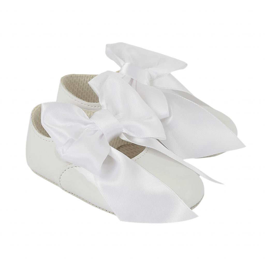 Baypods Baby Girls White Big Bow Pre-Walker Shoes