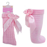 Soft Touch Girls Cotton Bow Knee Socks - Pink