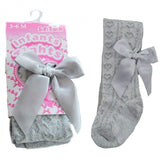 Soft Touch Girls Grey Tights with Bow