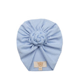 Caramelo Kids Girls Ribbed Knot Turban - Sky Blue