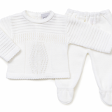 Dandelion Boys Knitted Diamond 2 Piece Legging Set - White