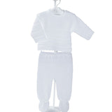 Dandelion Boys Knitted Stripe Pattern 2 Piece Legging Set - White