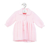 Dandelion Girls Knitted Pearl Button Pleated Coat - Pink