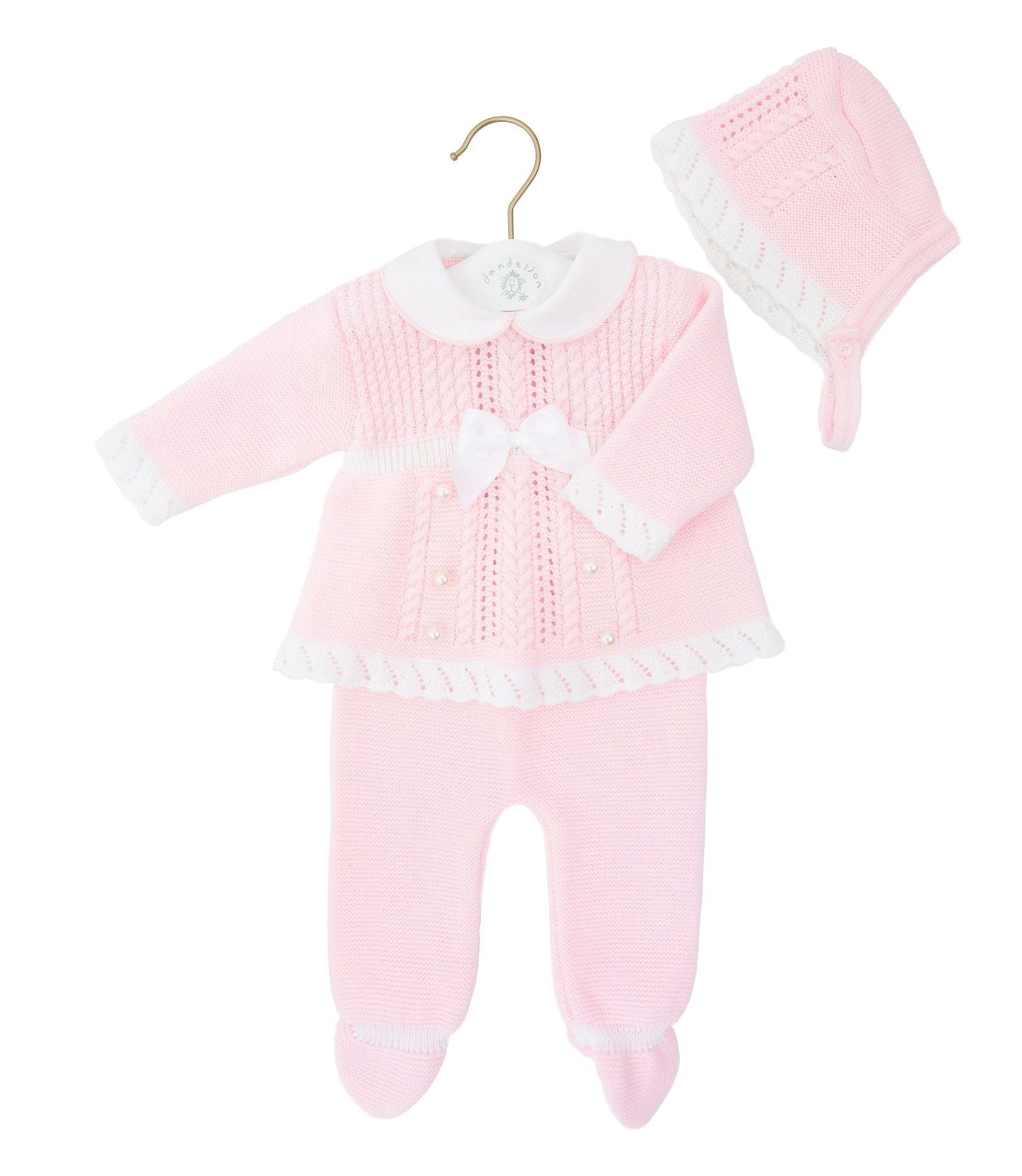 Dandelion Girls Pearls & Bow Knitted 3 Piece