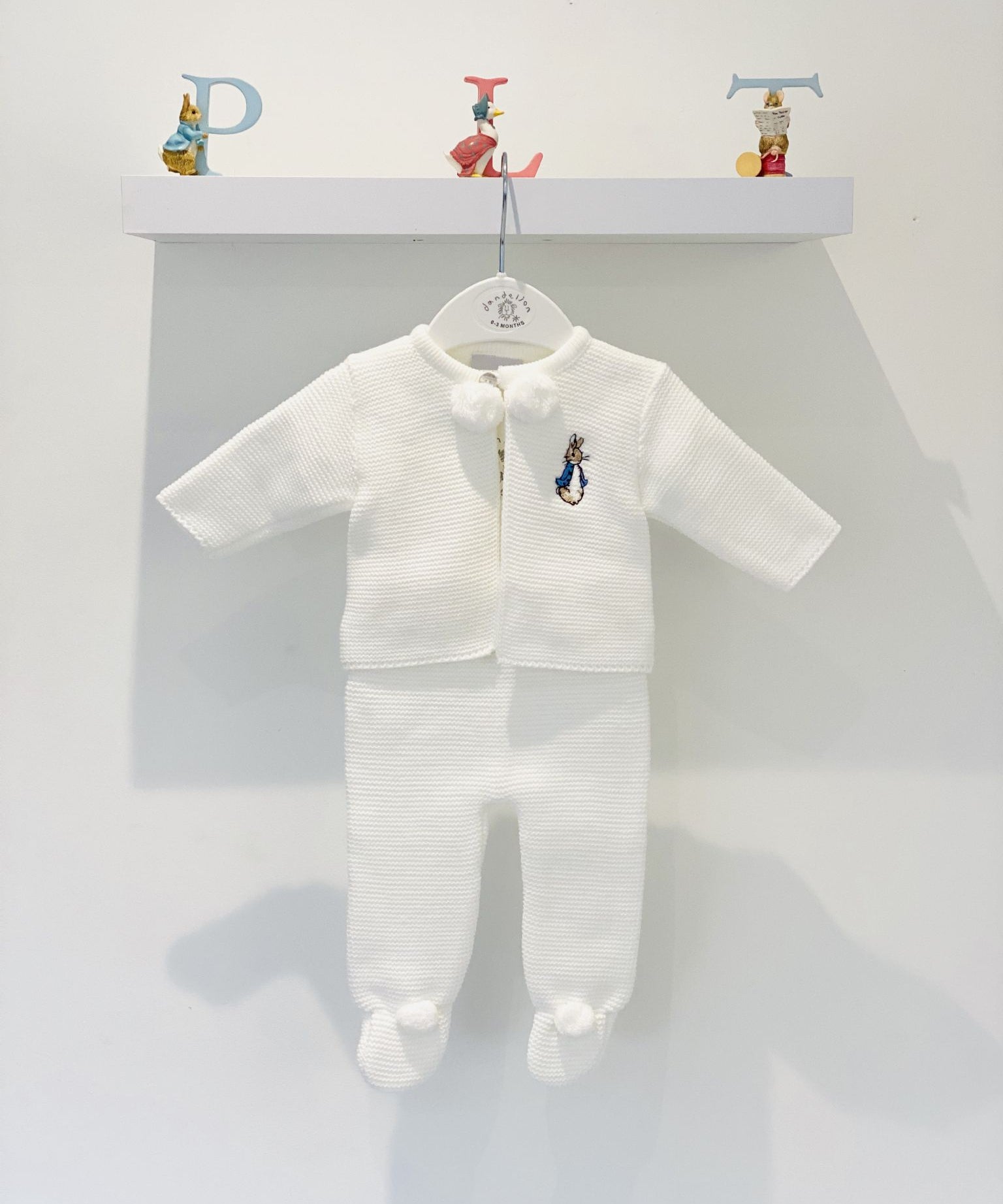 Peter Rabbit Pom Pom Suit - White