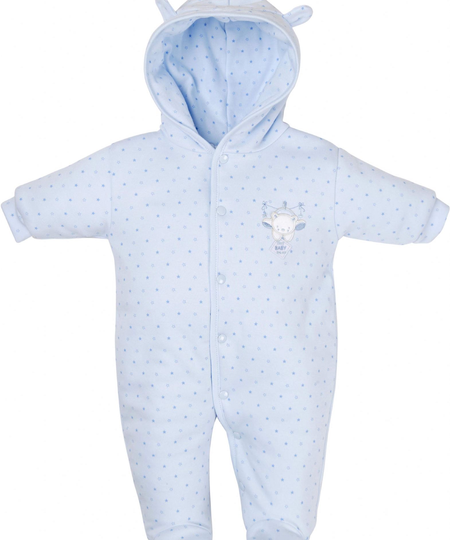 Dandelion Tiny Baby Bear Star Printed Pram suit - Blue