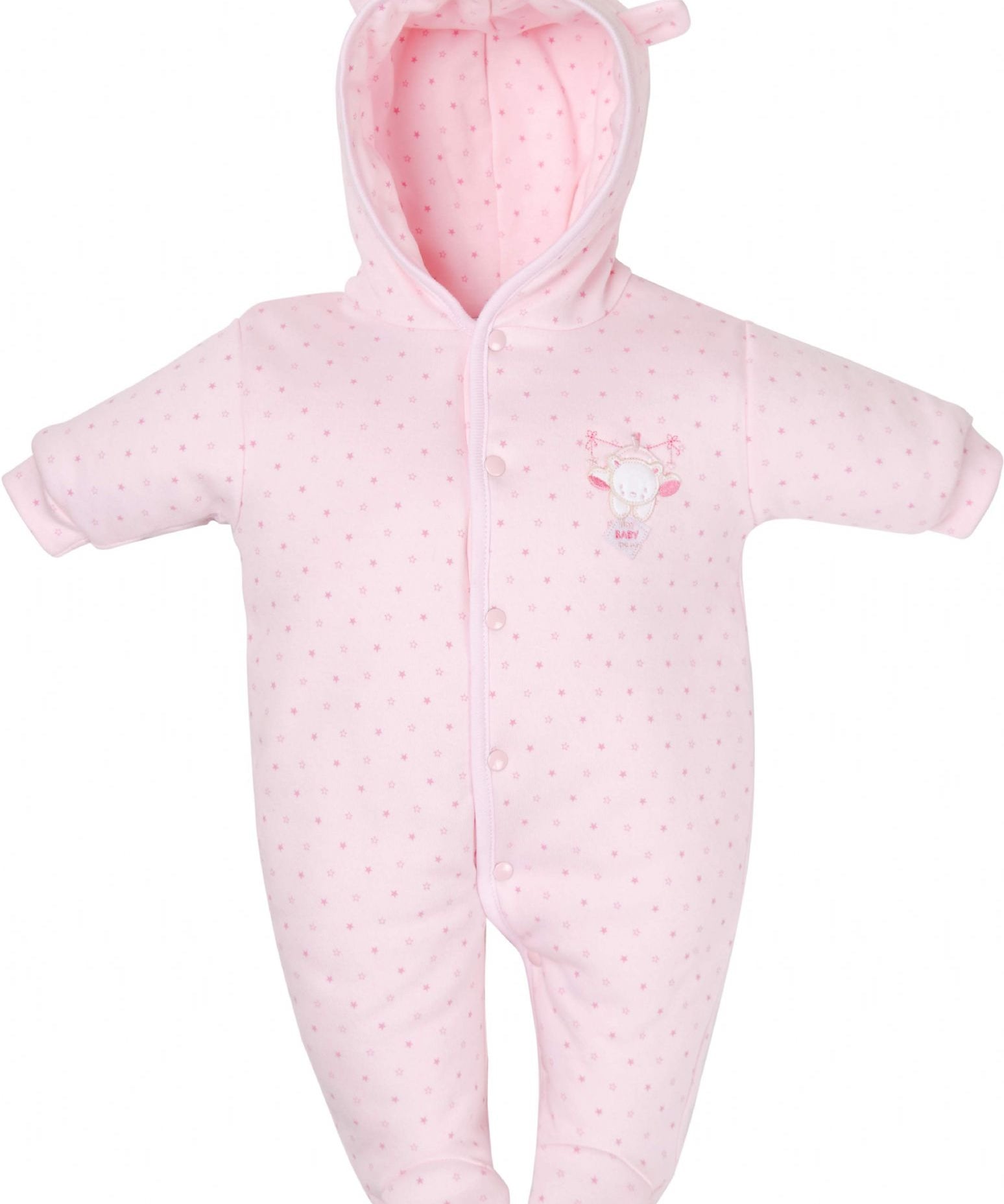 Dandelion Tiny Baby Bear Star Printed Pram suit - Pink