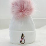 Flopsy Bunny 1 Pom Hat - White & Pink