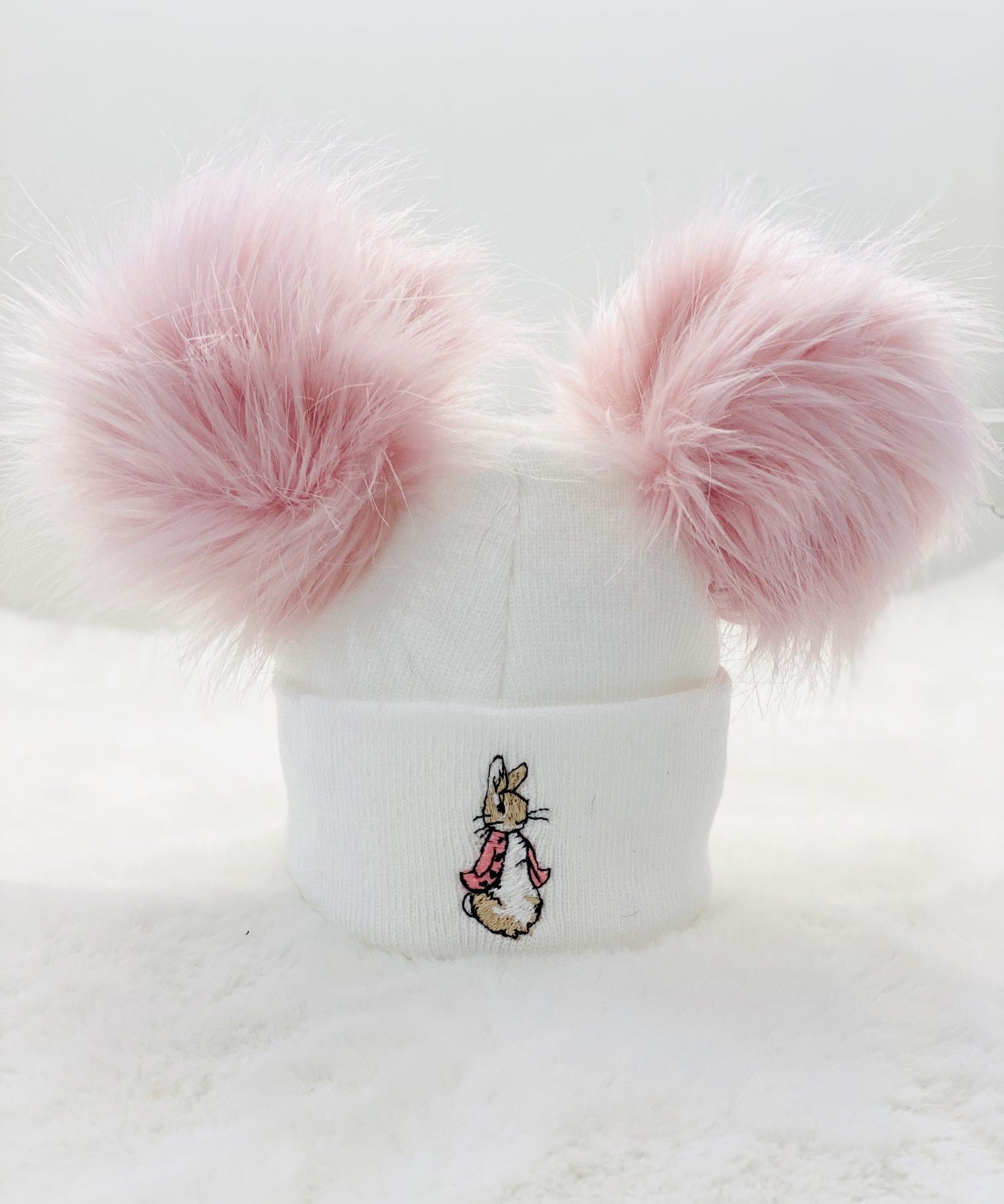 Flopsy Bunny Two Pink Pom White Hat