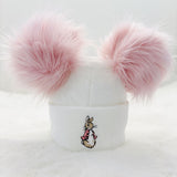 Flopsy Bunny Two Pink Pom White Hat