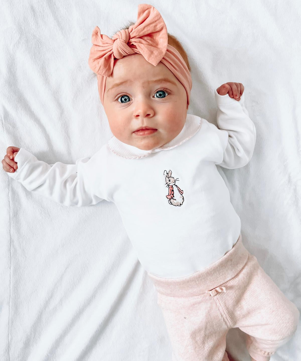 Flopsy Bunny Long Sleeve Vest with Collar - Pink Trim