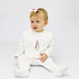 Flopsy Bunny Cotton Sleepsuit with Bib - White