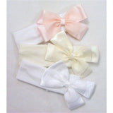 Soft Touch Baby Girls All White Cotton Bow Hairband