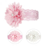 Soft Touch Lace Big Flower Headband - Pink and White