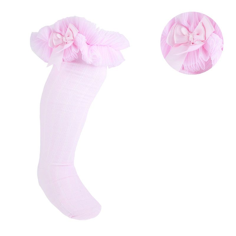 Soft Touch TuTu Ruffle Knee Socks - Pink