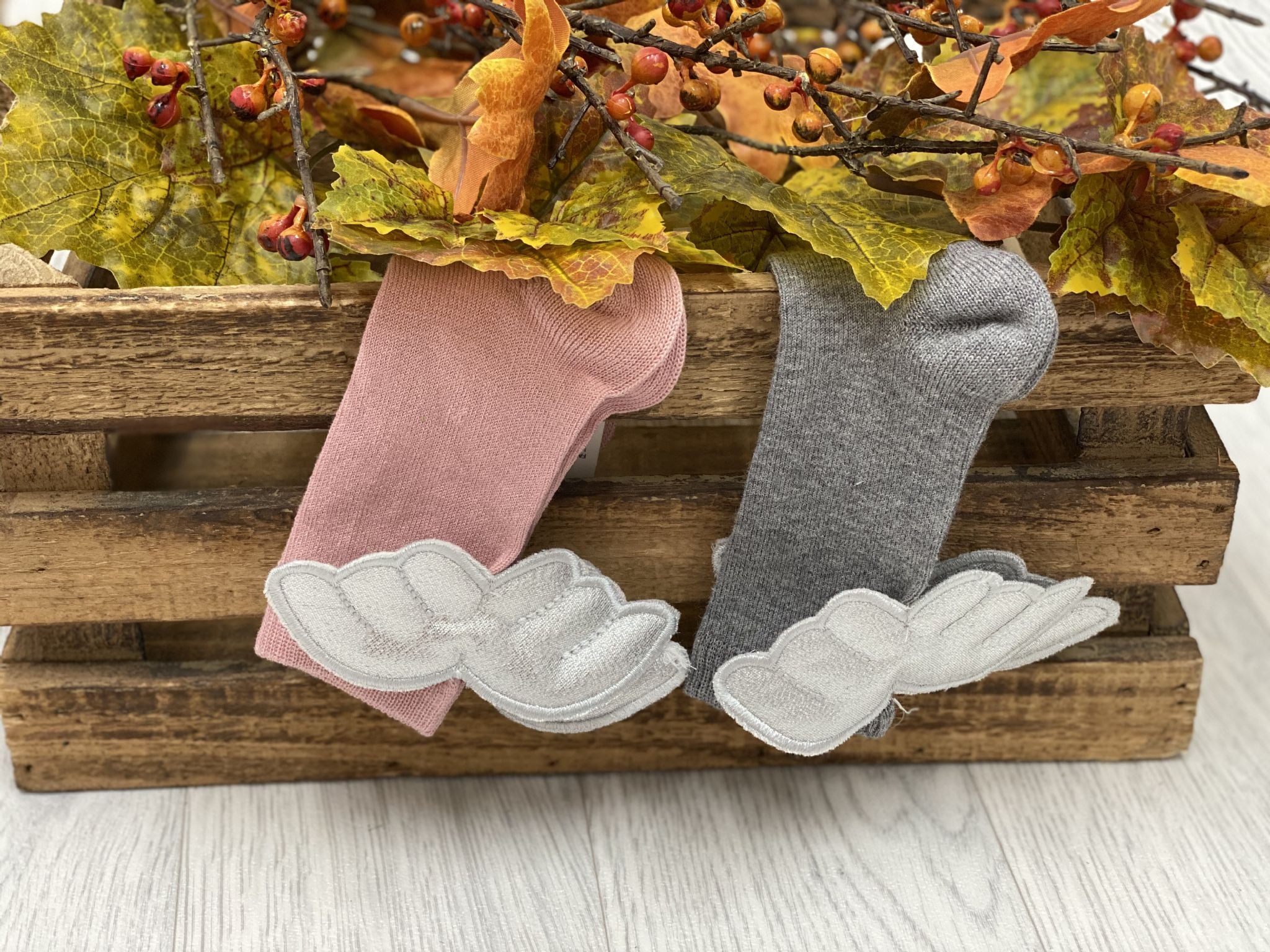 Meia Pata Girls Angel Wings Socks - Grey