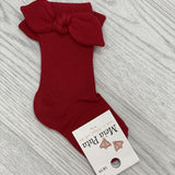 Meia Pata Girls Knot Bow Knee Sock - Red