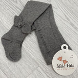 Meia Pata Girls Knot Bow Tights - Grey