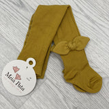 Meia Pata Girls Knot Bow Tights - Mustard