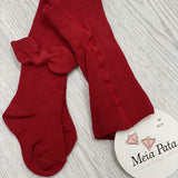 Meia Pata Girls Knot Bow Tights - Red