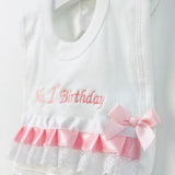 Baby Girl's 1st Birthday Bib - Pink And White